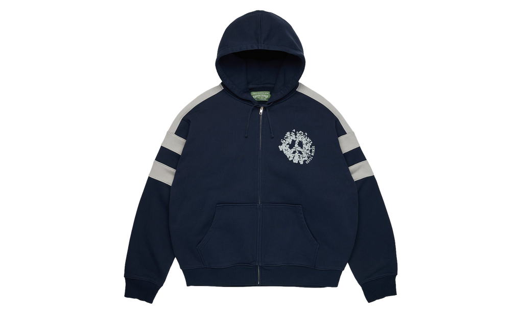 Denim U Paneled Zip Hoodie "Navy" DT901