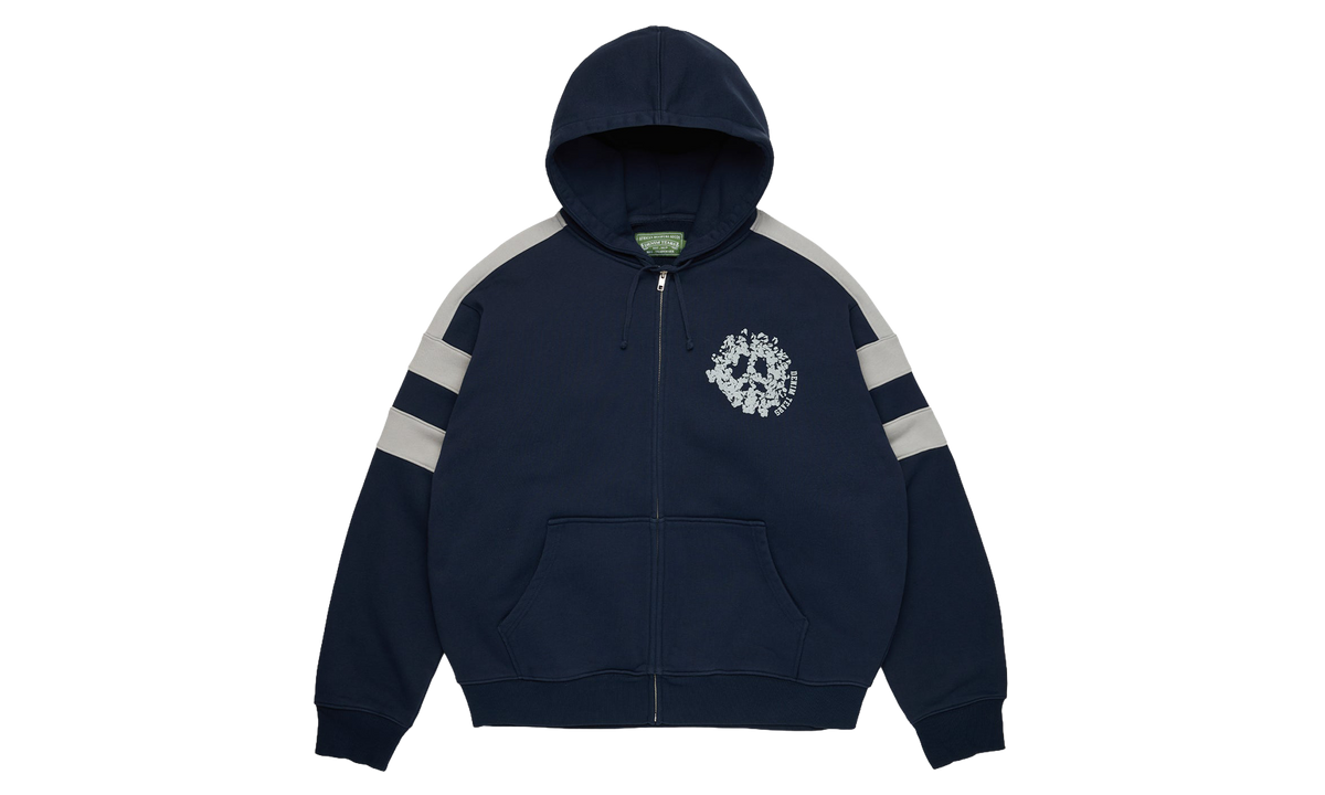 Denim U Paneled Zip Hoodie "Navy" DT901