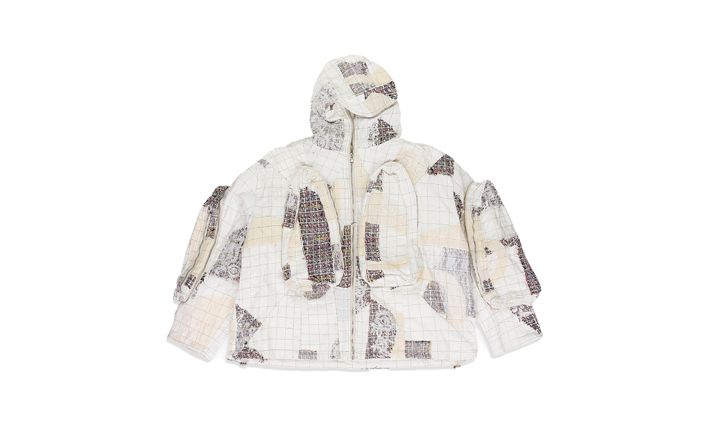 Tweed Patchwork Window Hoodie "White" 1131200001SS24