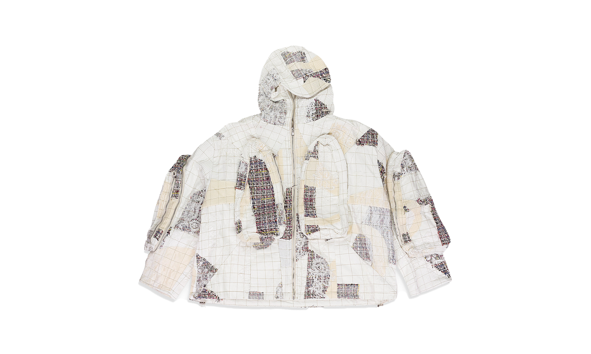 Tweed Patchwork Window Hoodie "White" 1131200001SS24