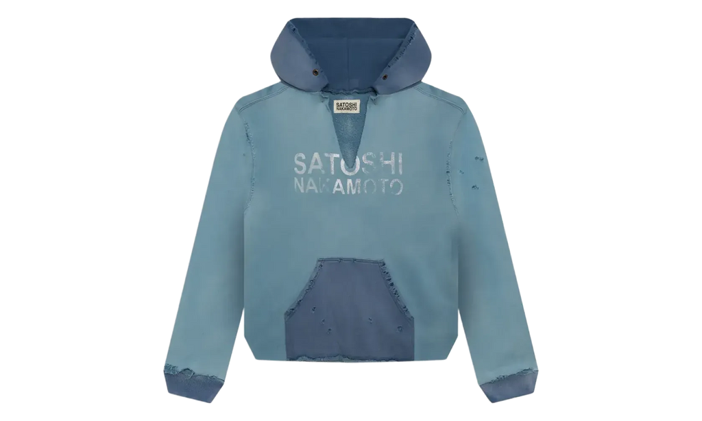 Distressed V-Cut Hoodie "Blue/Light Blue" SAT072