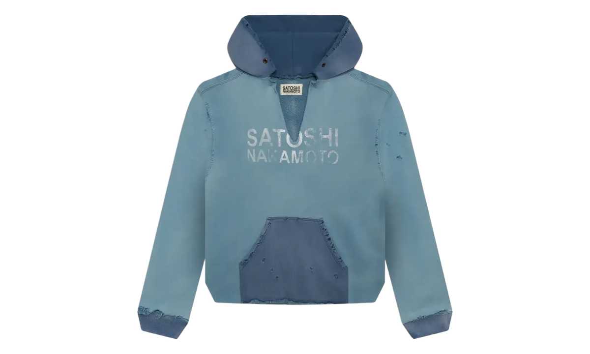 Distressed V-Cut Hoodie "Blue/Light Blue" SAT072