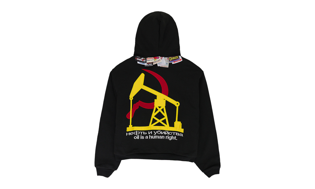 DOUBLE LAYERED HOODIE "MURD333R.FM - Black" GUT XHDS 0006
