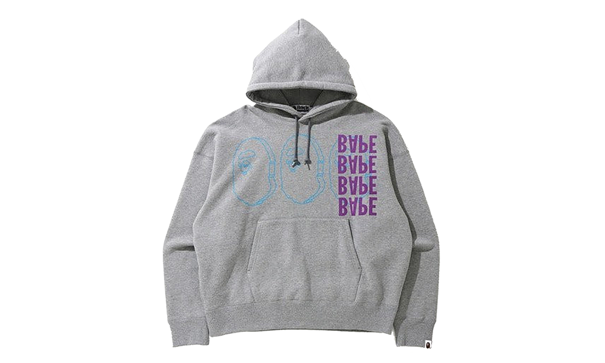 Multi Print Loose Fit Pullover Hoodie "Grey" 001PPH301010X GREY