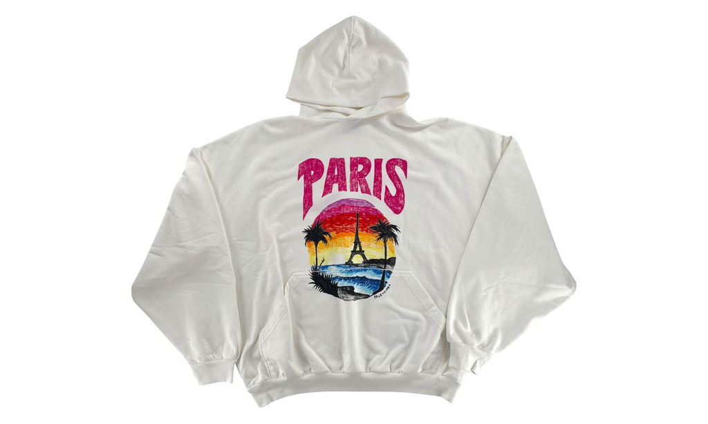 Paris Tropical Oversized Hoodie "White / Pink" 761458 TPVM1 9601