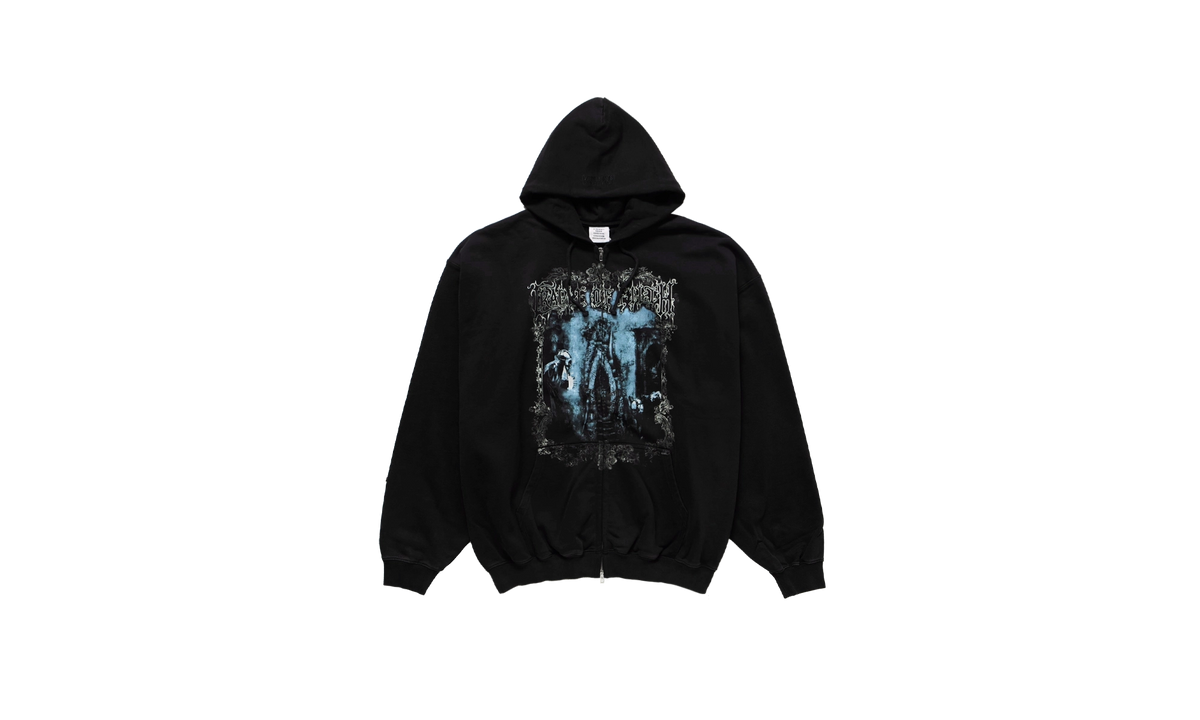 Cof Butterfly Oversized Zip-Up Hoodie Washed "Black" UCF76ZU800B