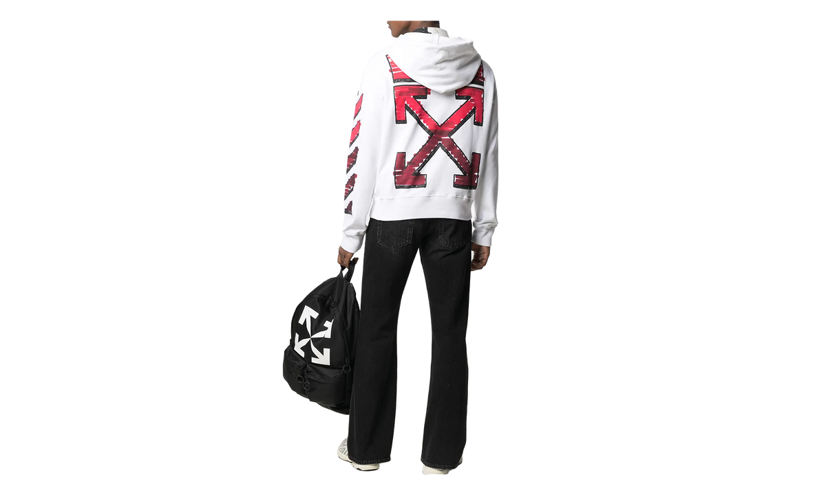 Marker Slim Hoodie "White / Red" OMBB034R21FLE0030125