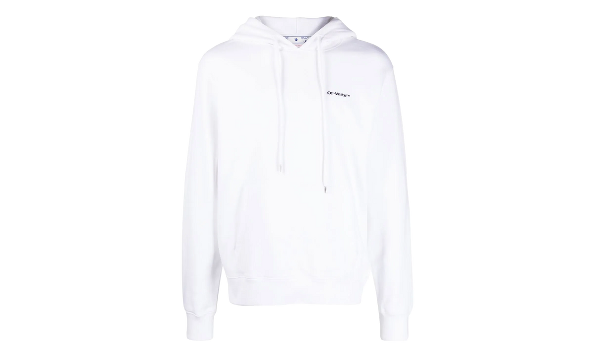 Wave Outline Diagonal Slim Hoodie "White / Black" OMBB097F22FLE0150110