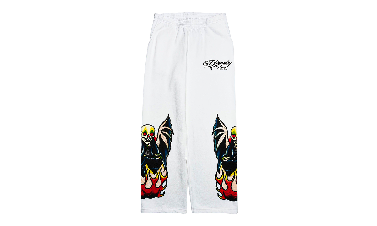Xman Rhinestone Baggy Sweatpants "White" EHKC8005 1RS
