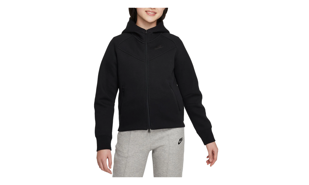 Sportswear Tech Fleece Girls' Full-Zip Hoodie GS "Black / Black / Black" FD2979 010