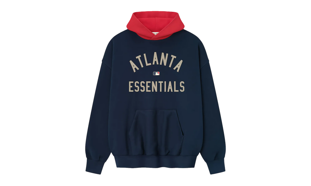 MLB Mens Braves Sport Fit Pullover Hoodie "Midnight Navy / Red" 192ML252017F