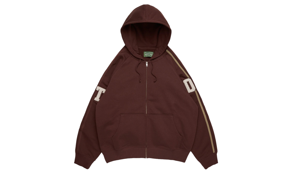 Chenille Patch Zip Hoodie "Brown" DT915