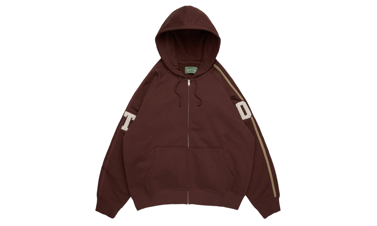 Chenille Patch Zip Hoodie "Brown" DT915