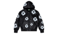 Leather Cotton Wreath Zip Hoodie "Black" DT1002