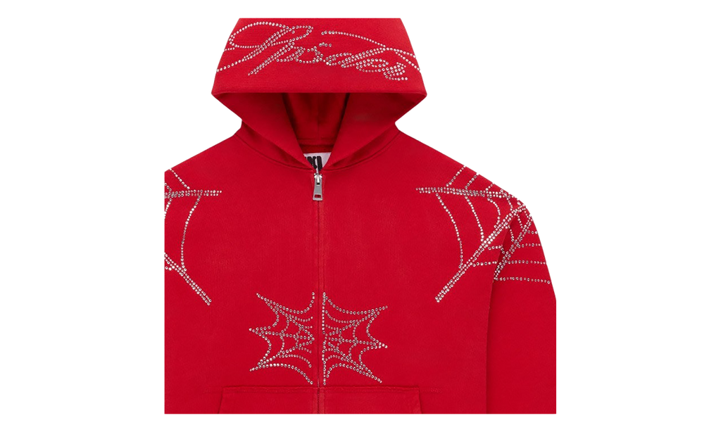 Rhinestone Web Zip Hoodie "Red" SP5der498
