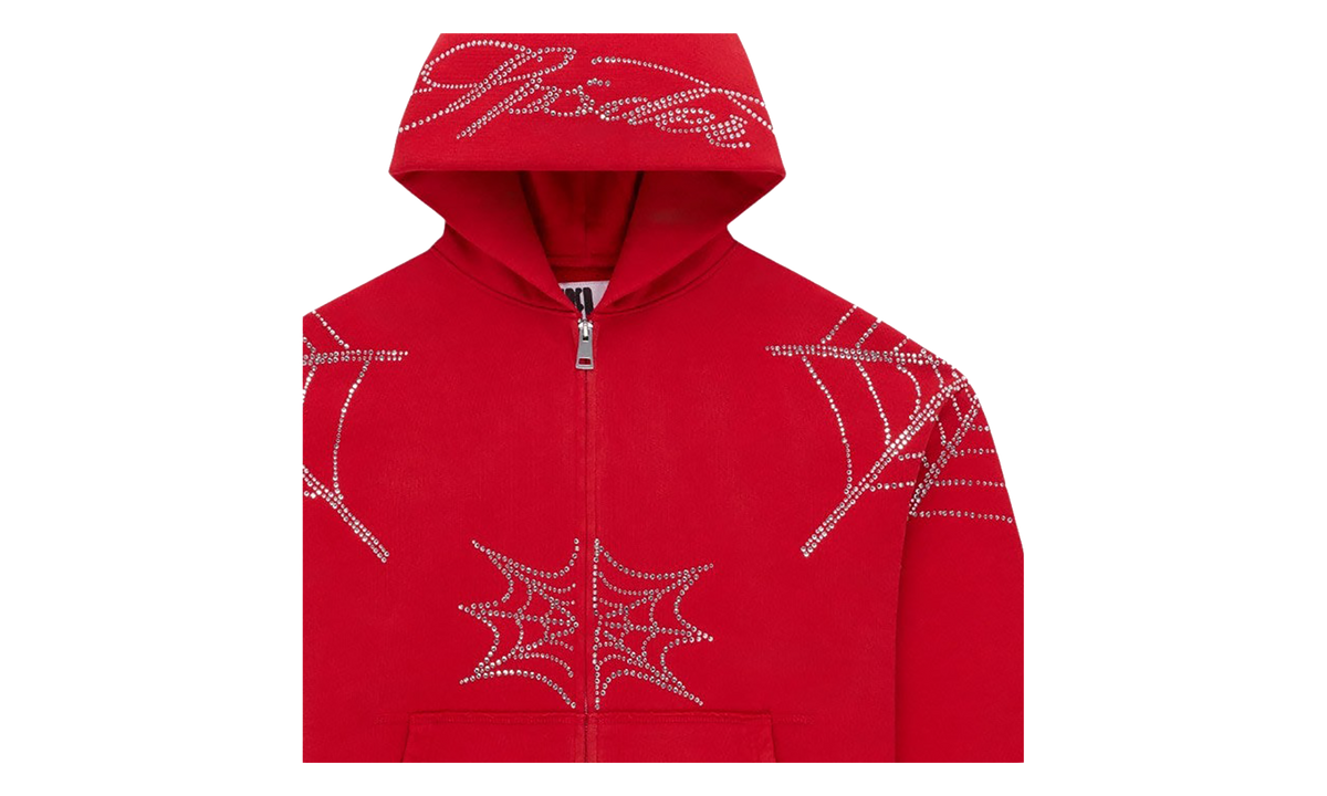 Rhinestone Web Zip Hoodie "Red" SP5der498