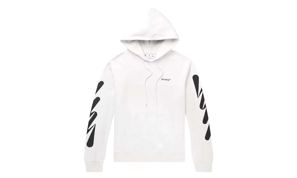 Wave Diagonal Slim Hoodie "White / Black" UKRNJQZT