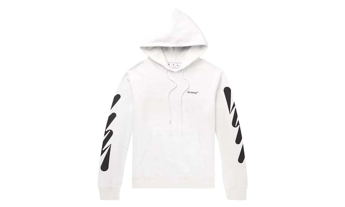 Wave Diagonal Slim Hoodie "White / Black" UKRNJQZT
