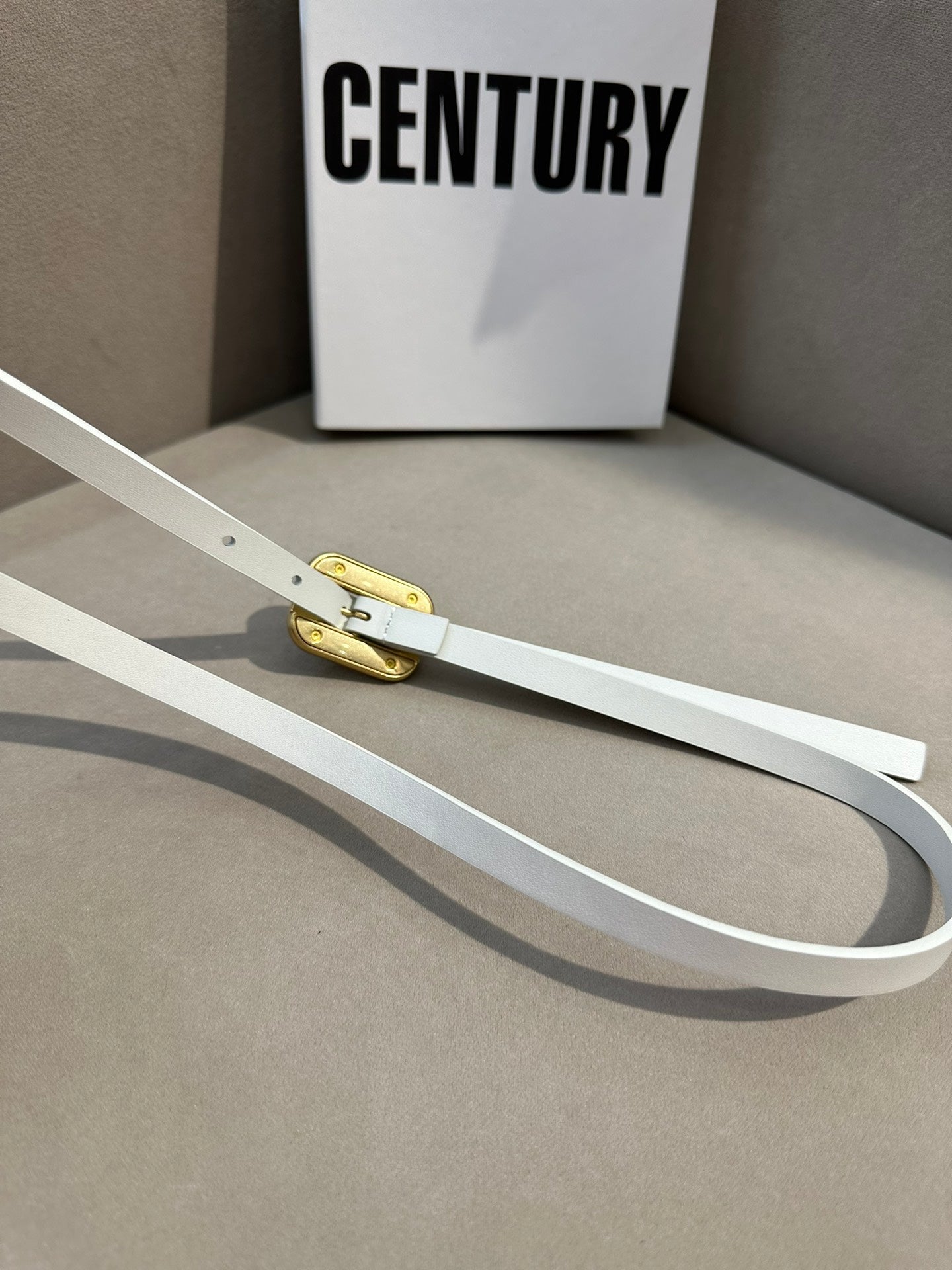 BV Square Buckle Belt 1.2cm White Cowhide 211336