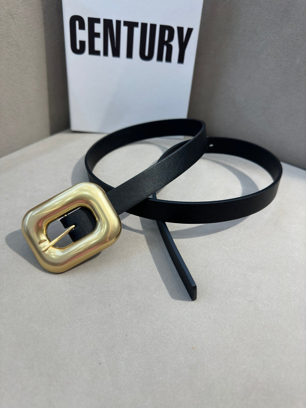 BV Square Buckle Belt 2cm Black Cowhide 211340