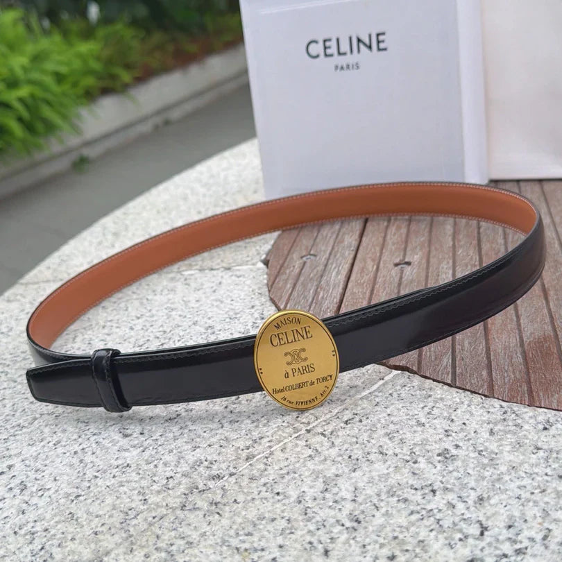 CL 2026 Double-sided Belt 2.5cm Cowhide Gold Buckle