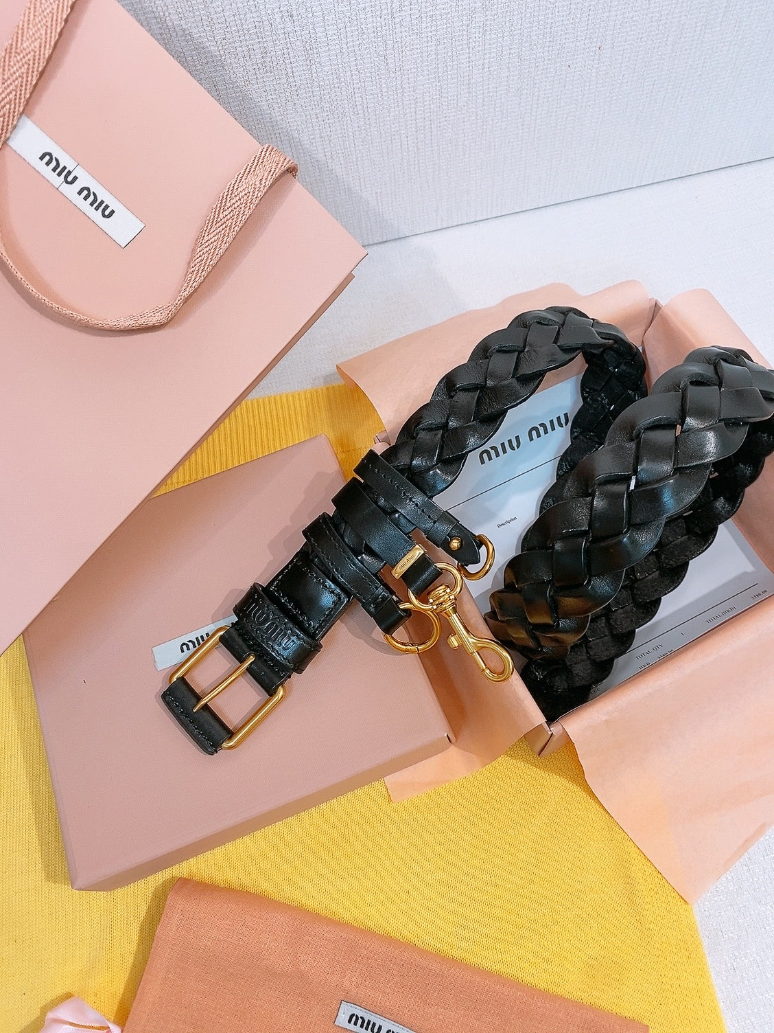 Miu 26s Black Woven Belt 211536