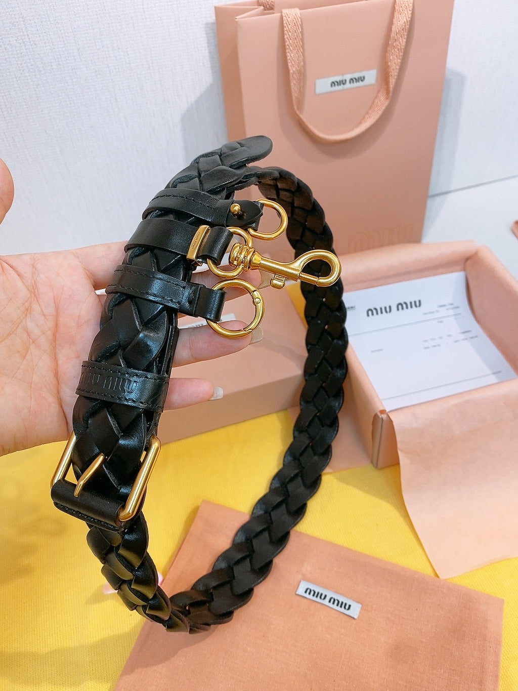 Miu 26s Black Woven Belt 211536