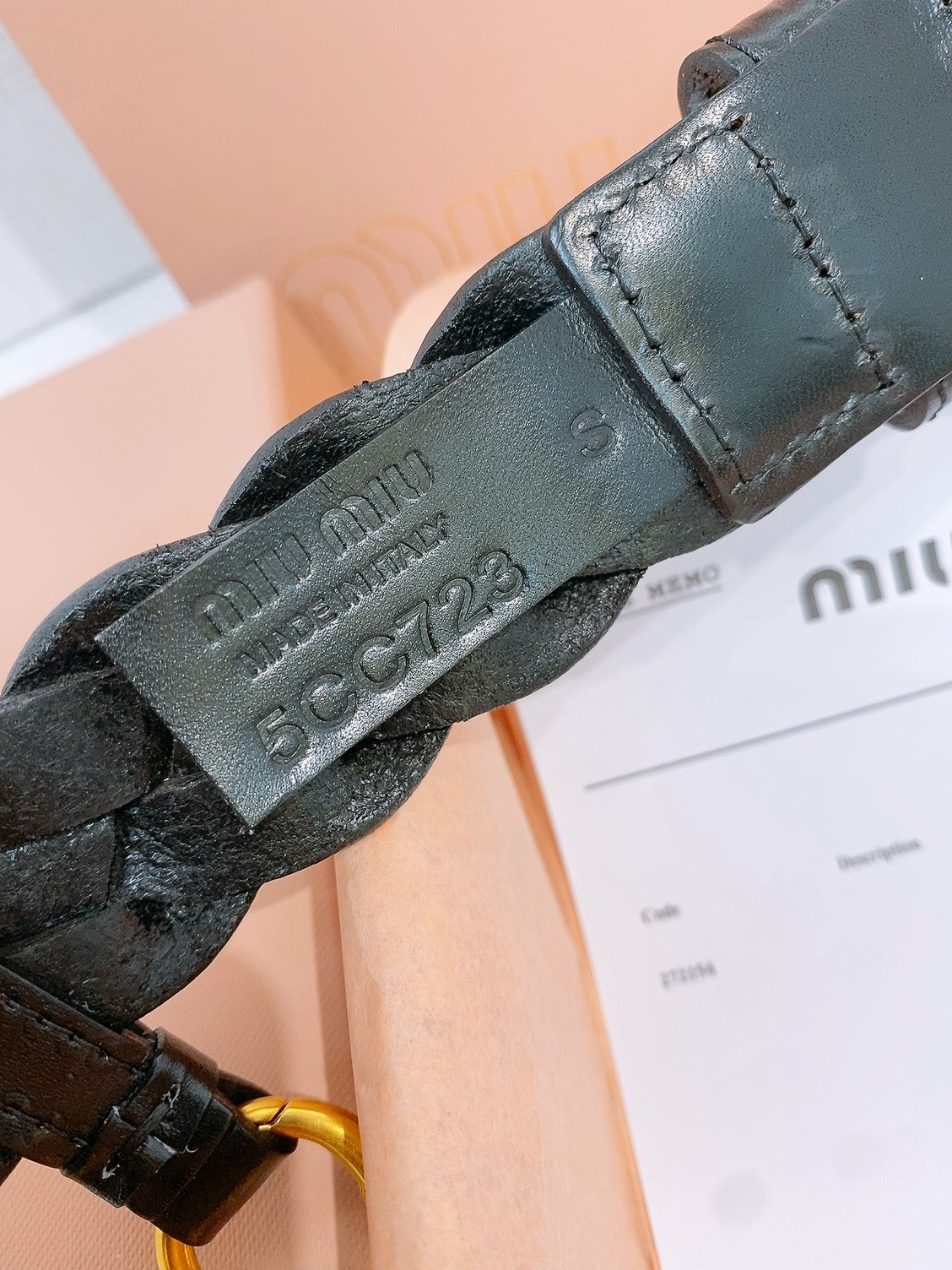 Miu 26s Black Woven Belt 211536