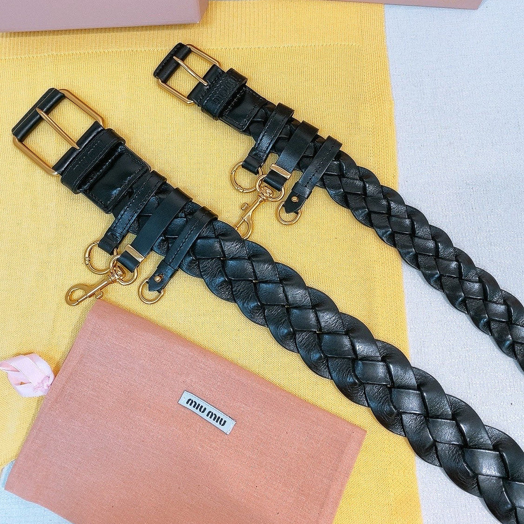 Miu 26s Black Woven Belt 211536