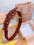 Miu 26s Burgundy Woven Belt 211531
