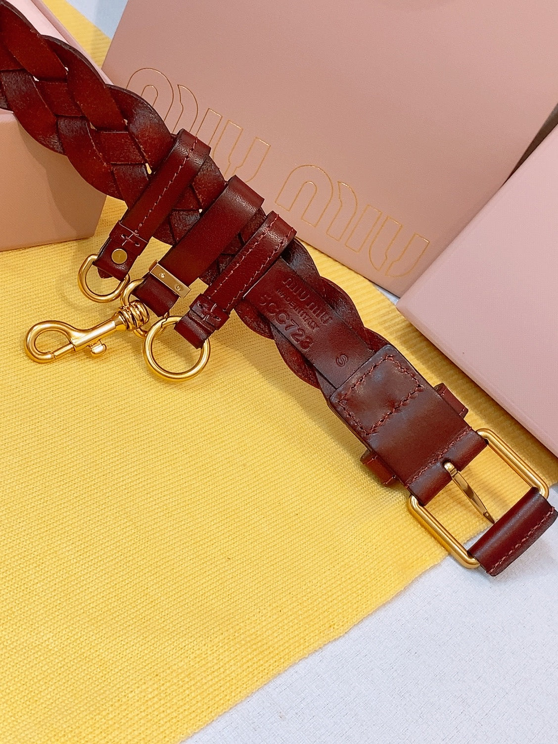 Miu 26s Burgundy Woven Belt 211531
