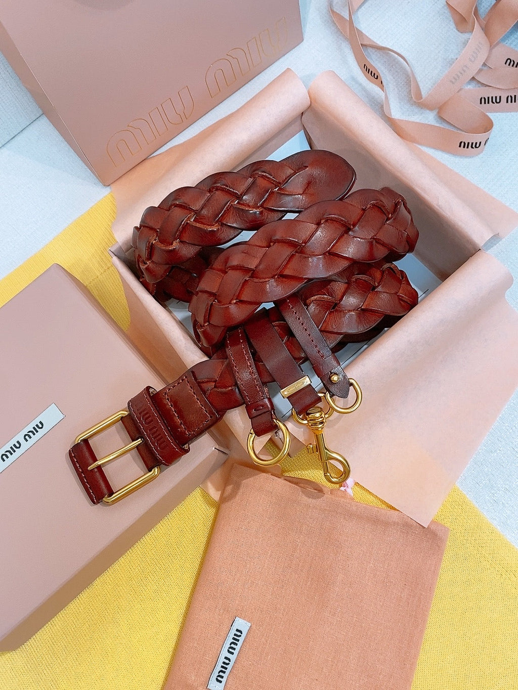 Miu 26s Burgundy Woven Belt 211531