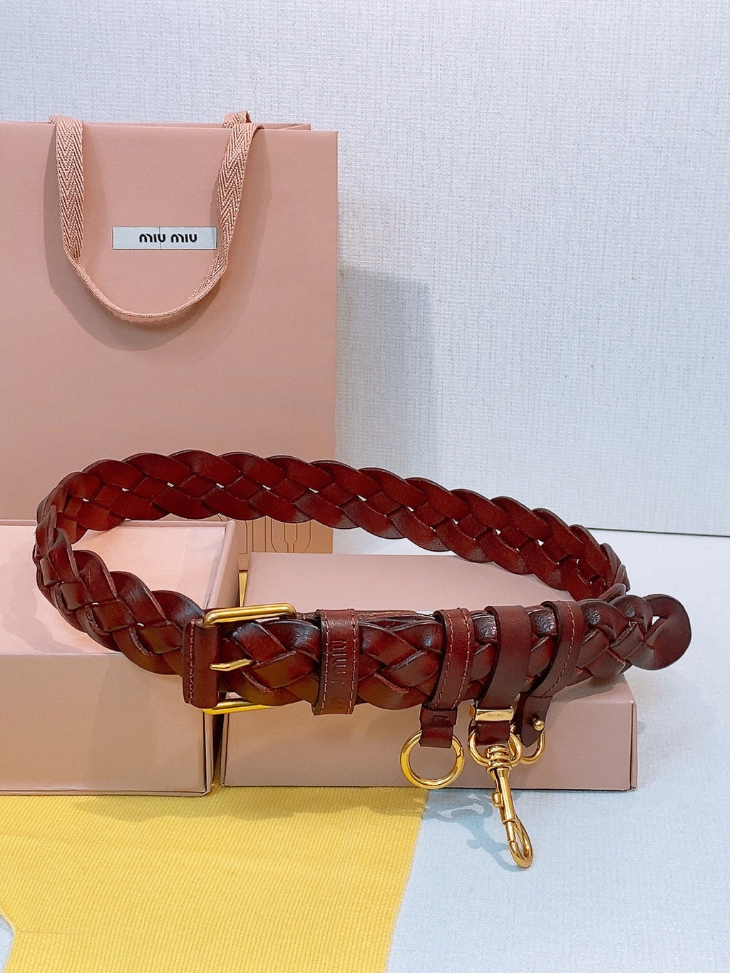 Miu 26s Burgundy Woven Belt 211531