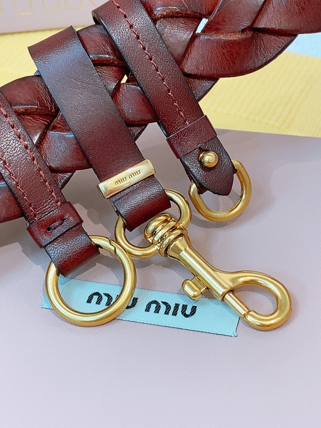 Miu 26s Burgundy Woven Belt 211531