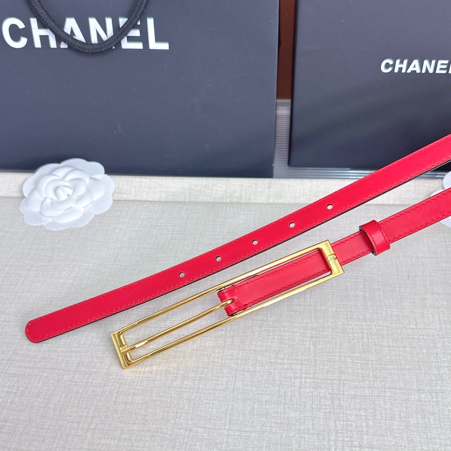 CC Métiers d’art 2026 1.5cm Red Belt Leather 211437