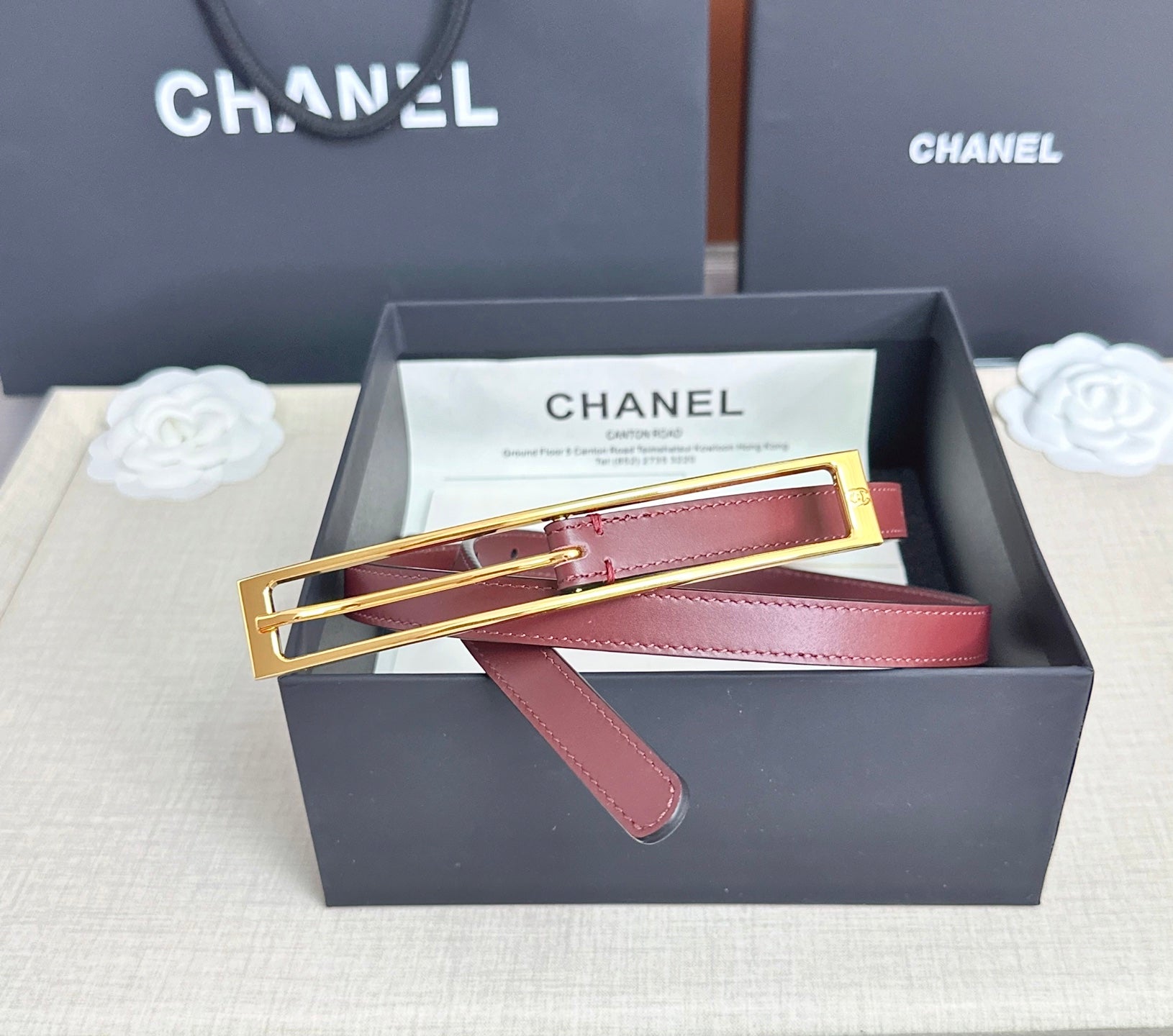 CC Métiers d’art 2026 1.5cm Burgundy Belt Leather 211435