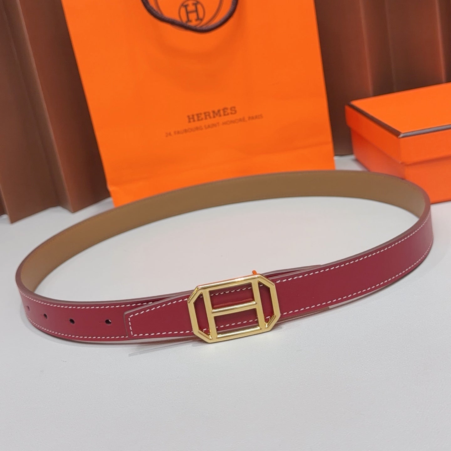 HM Reversible H Buckle 2.5cm Belt Leather 212411