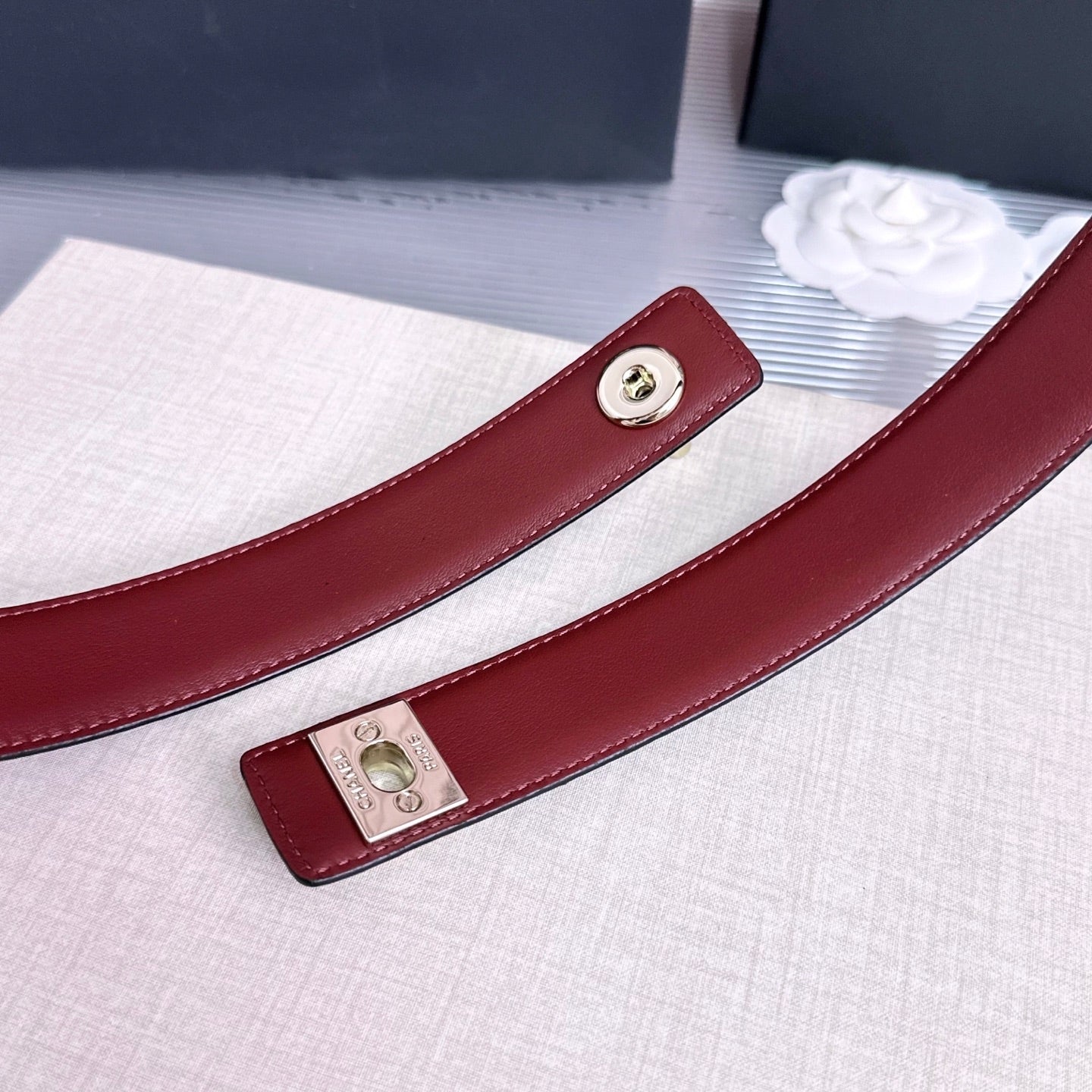 CC 26FW 3cm Belt Black Calfskin 213118