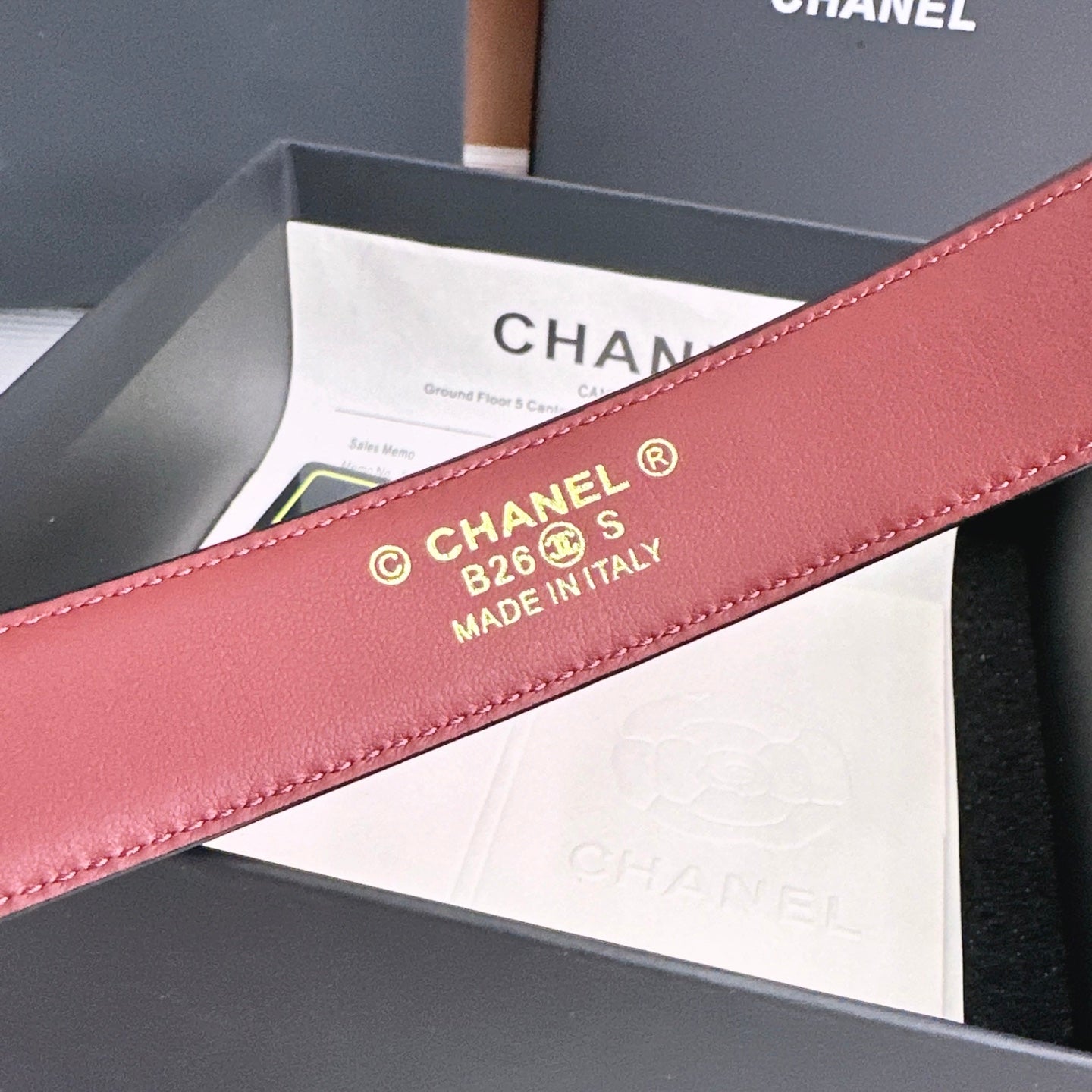 CC 26FW 3cm Belt Black Calfskin 213118