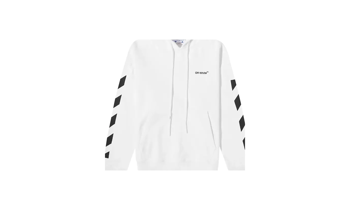 Diagonal Helvetica Oversized Hoodie "White / Black" PRQ1GWNG