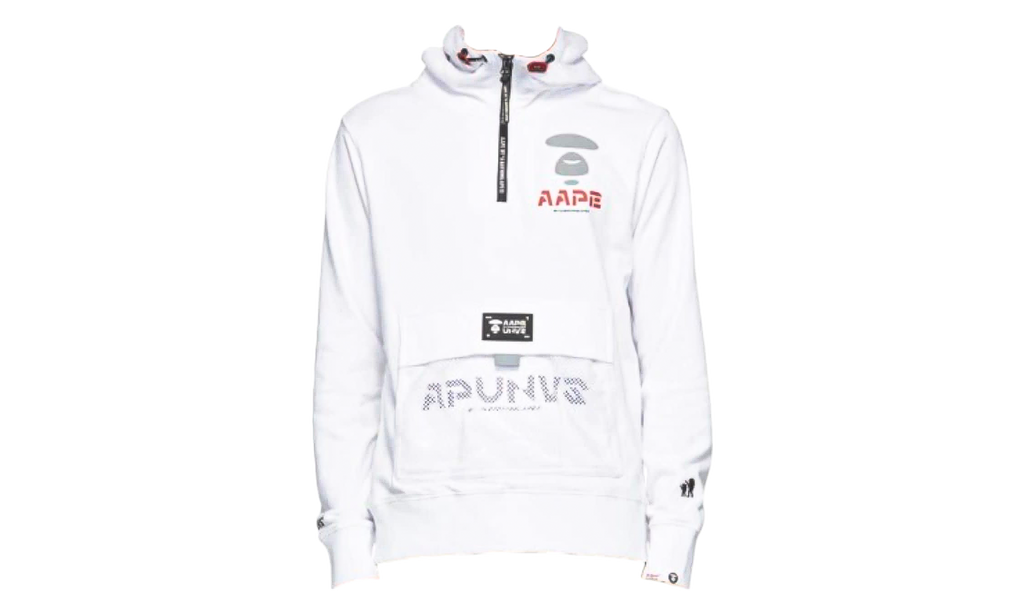 AAPE Logo Half-Zip Hoodie "White" 211547M202021