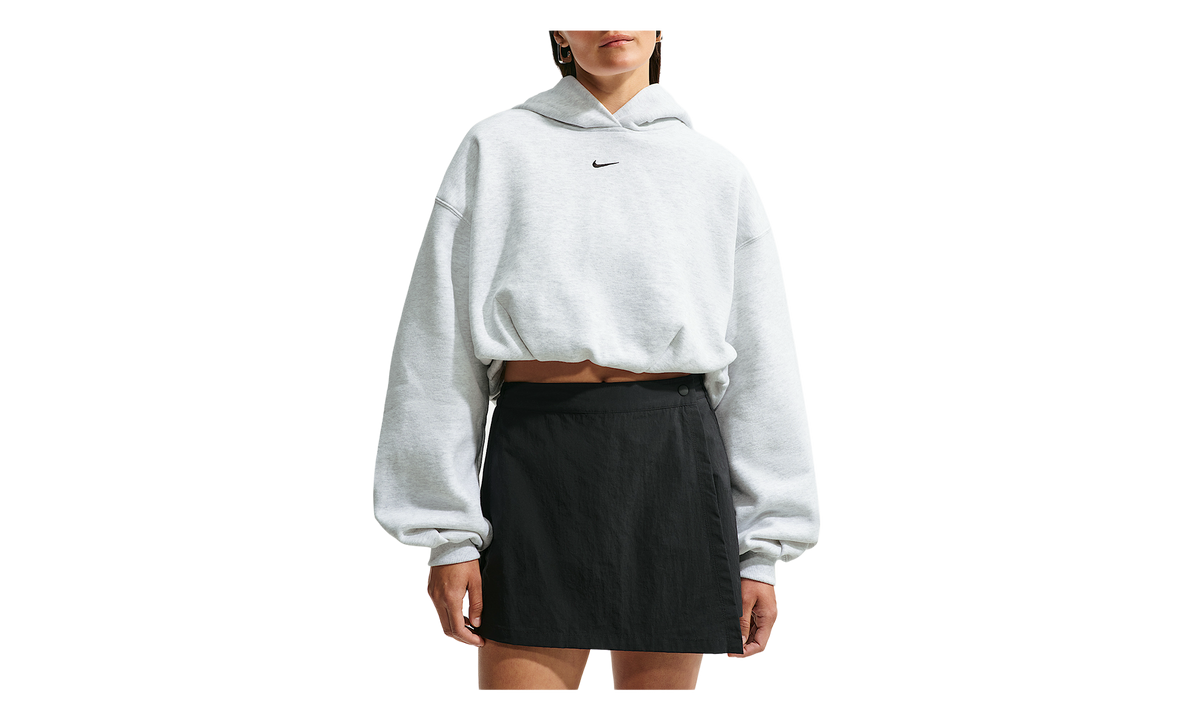 Studio Fleece Oversized Cropped Hoodie WMNS "Birch Heather Black" IM8096 051