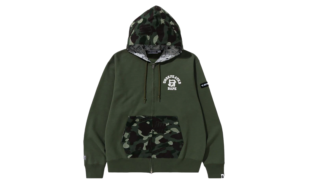 Bape X Undefeated Color Camo Zip-Up Hoodie "Green" BAPE072