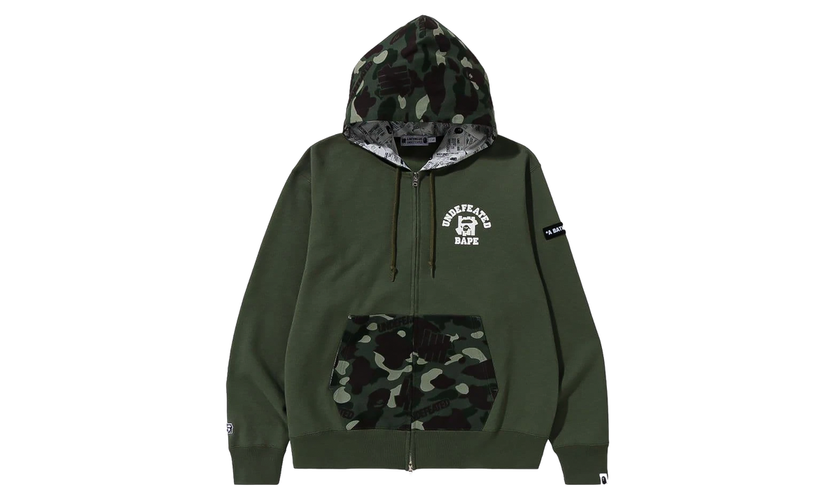 Bape X Undefeated Color Camo Zip-Up Hoodie "Green" BAPE072