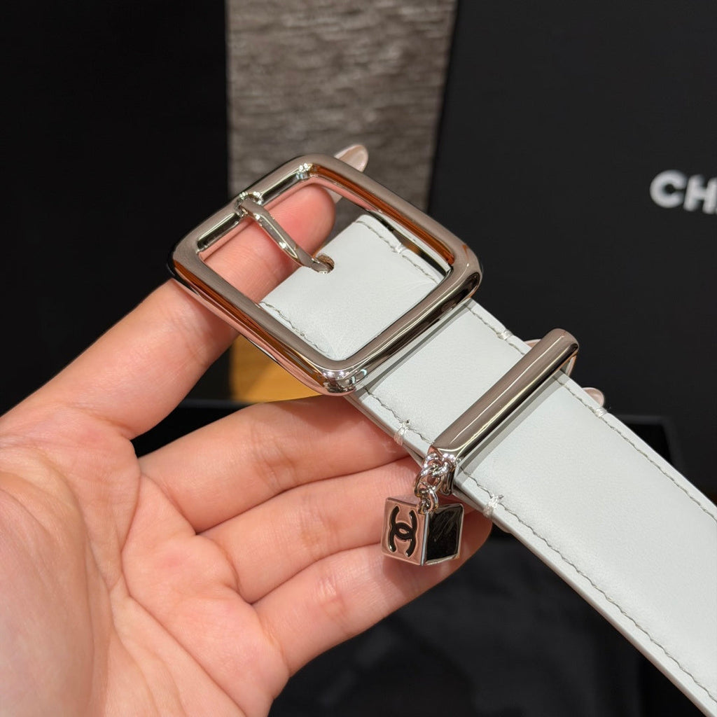 CC 3.0cm 2026 Métiers d'art Belt White Calfskin 209285