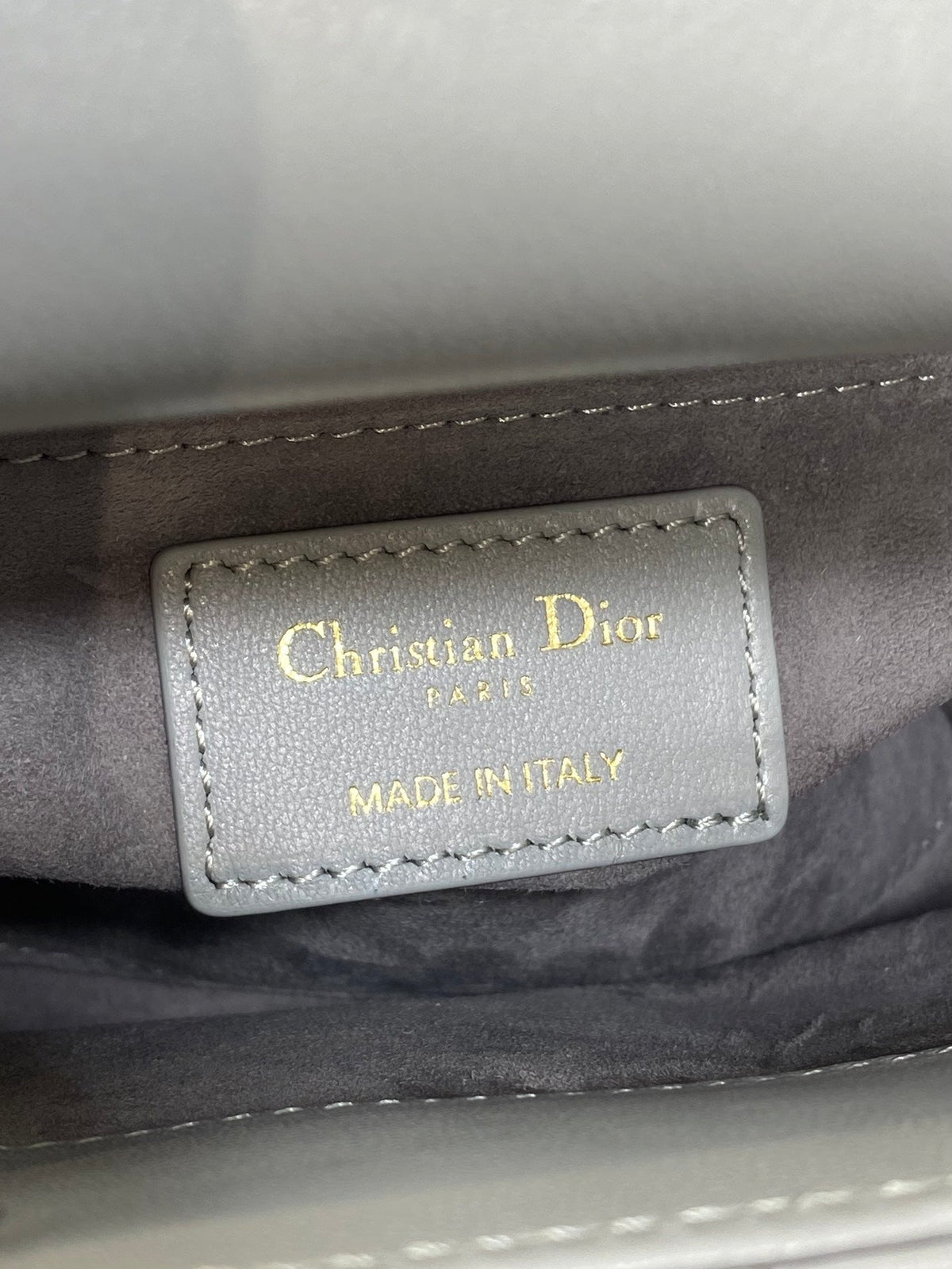 DIOR 25S MINI LADY  BAG 17 IN DARK GRAY CALFSKIN CHARM CRYSTAL EMBELLISHMENTS