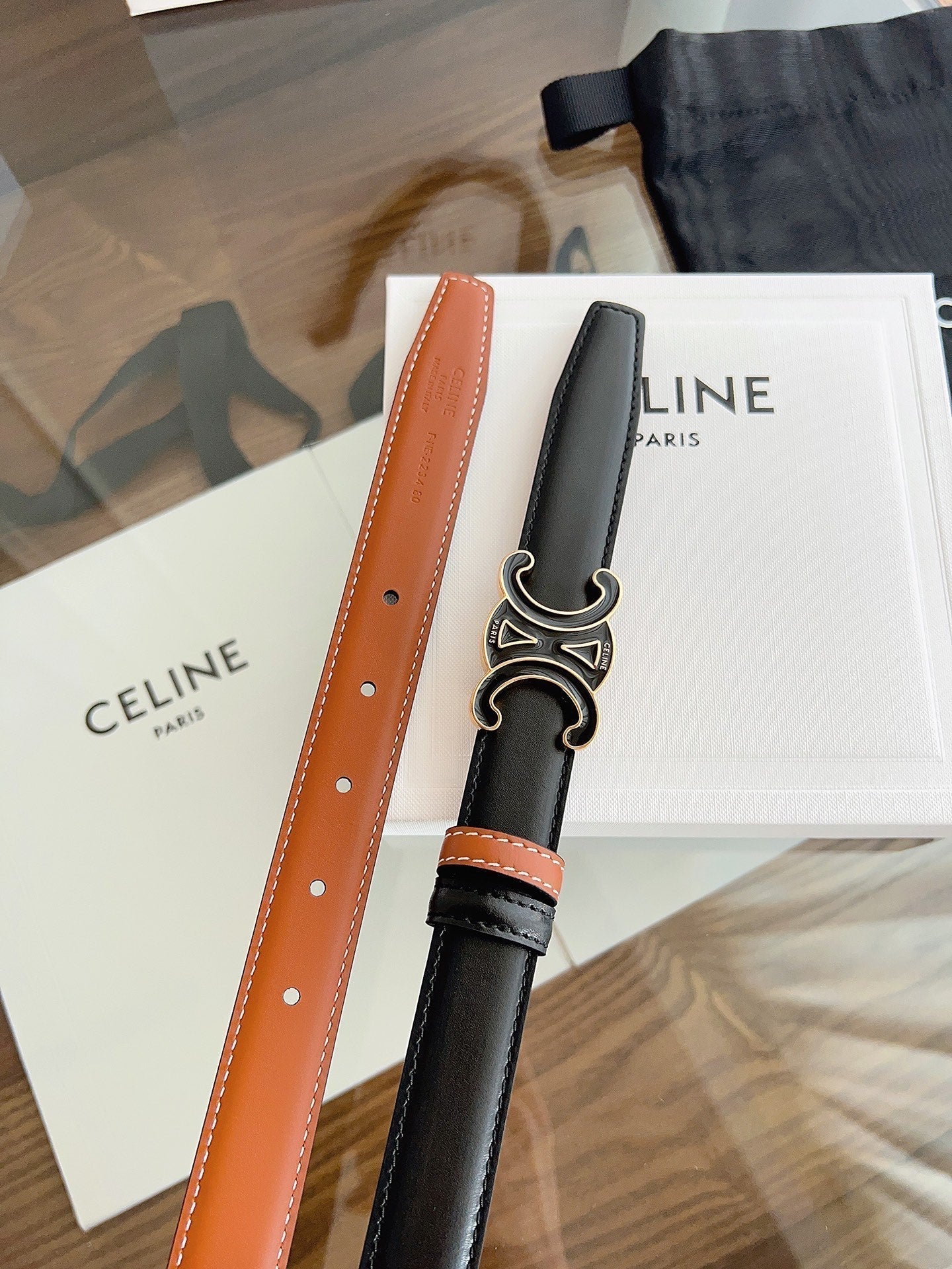 CL Black 25mm Triomphe Enamel Black Orange Cowhide 615281