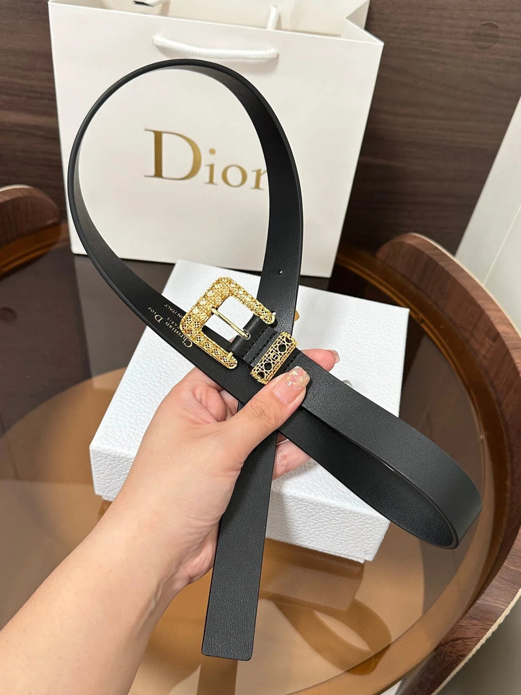 CD 2026 Cannage Belt 2.5cm Smooth Calfskin