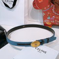 Celine Triomphe Oval Belt 2.5cm Blue Gold Denim 203765