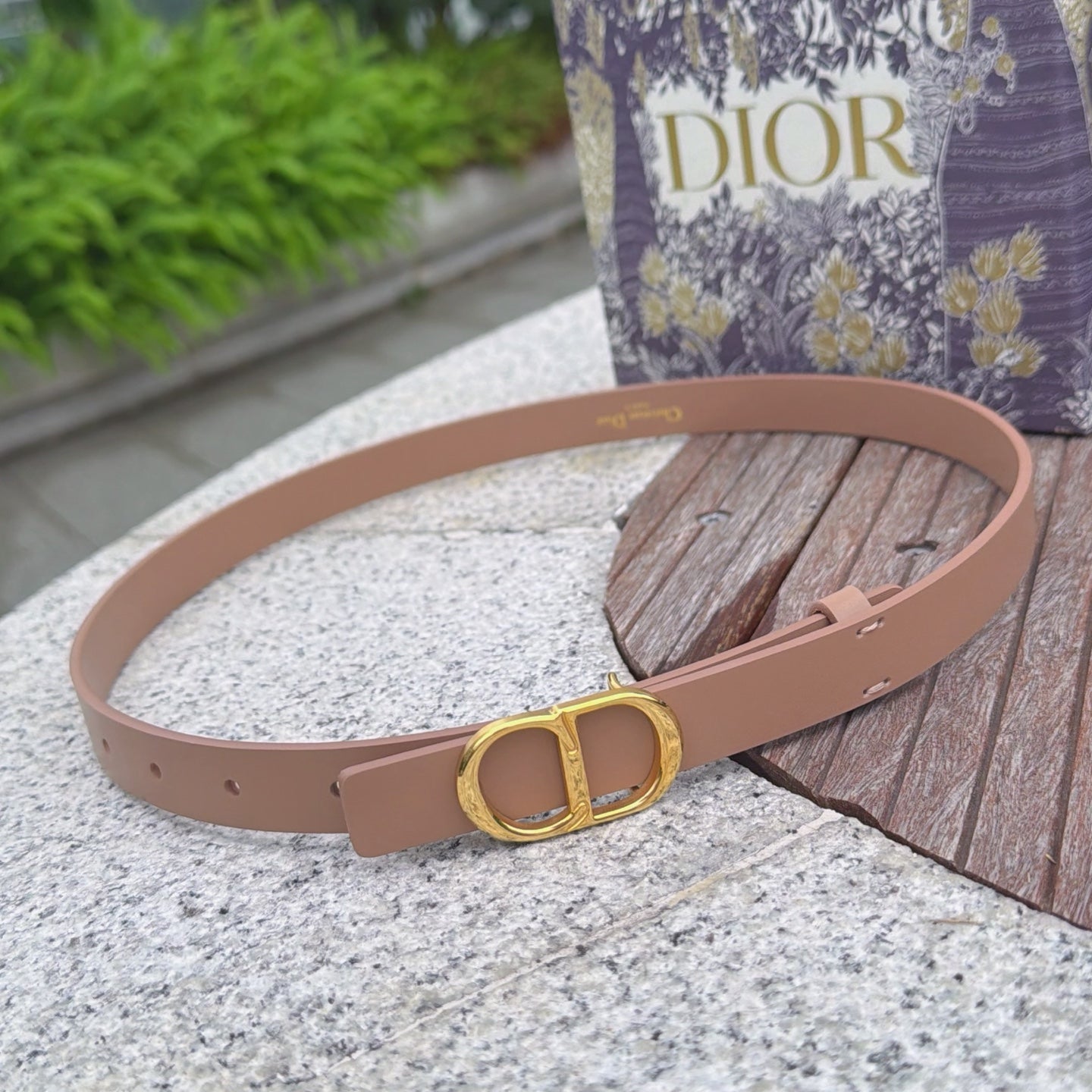 CD 2cm Icon Belt Muted Pink Gold Calfskin 203160